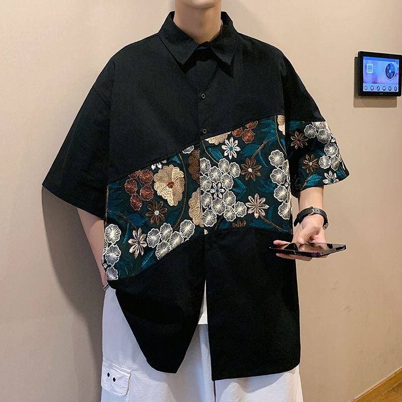 Urban Ethnic Fashion - XXL Ethnic Style Embroidery Men Summer