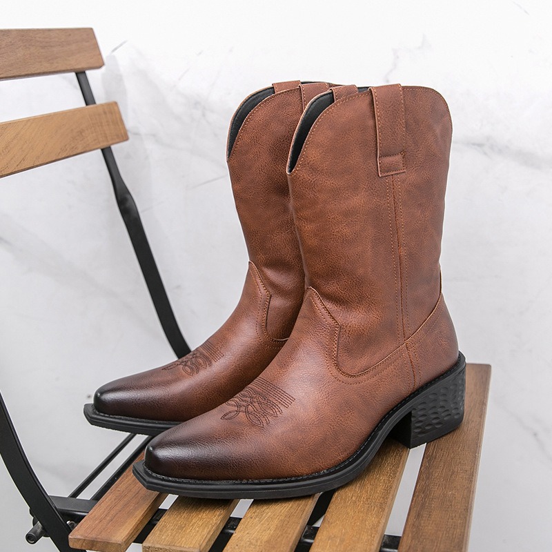 Ethnic And Fashion - Men Boots Classic Embroidery Western Cowboy
