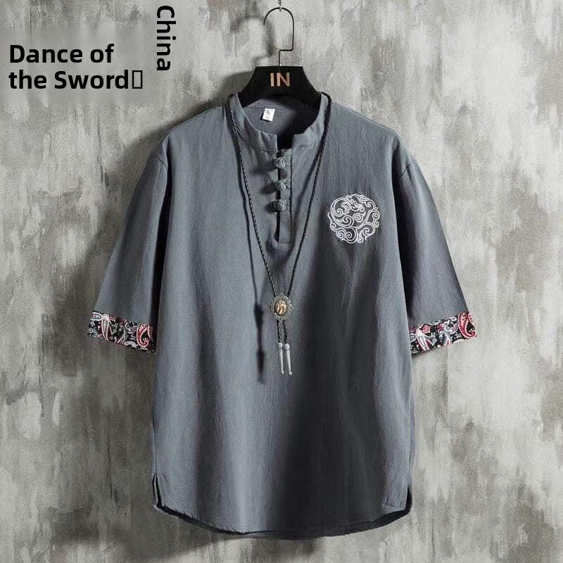 Linen Short Sleeve T-Shirt Men - đánh giá và giá Urban Ethnic Fashion
