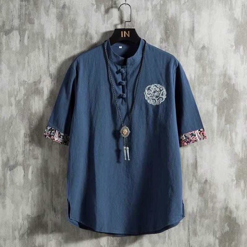 Linen Short Sleeve T-Shirt Men - đánh giá và giá Urban Ethnic Fashion