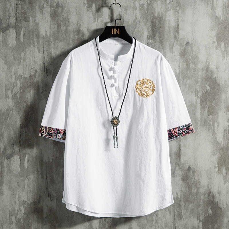 Linen Short Sleeve T-Shirt Men - đánh giá và giá Urban Ethnic Fashion