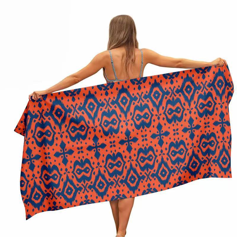 Orange Blue Ikat Print Beach T - đánh giá và giá Ikat Woven Fabric